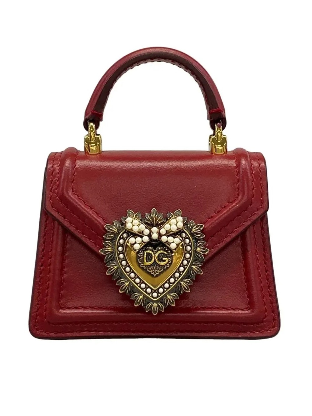 Dolce & Gabbana Crimson Devotion Heart-Embellished Mini Top-Handle Bag